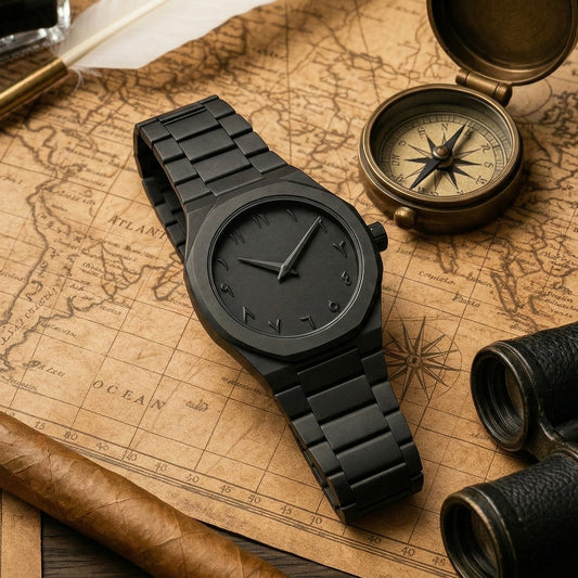 FIXIFY Men’s Black Matte Arabic Numerals Quartz Watch – Waterproof Casual Timepiece