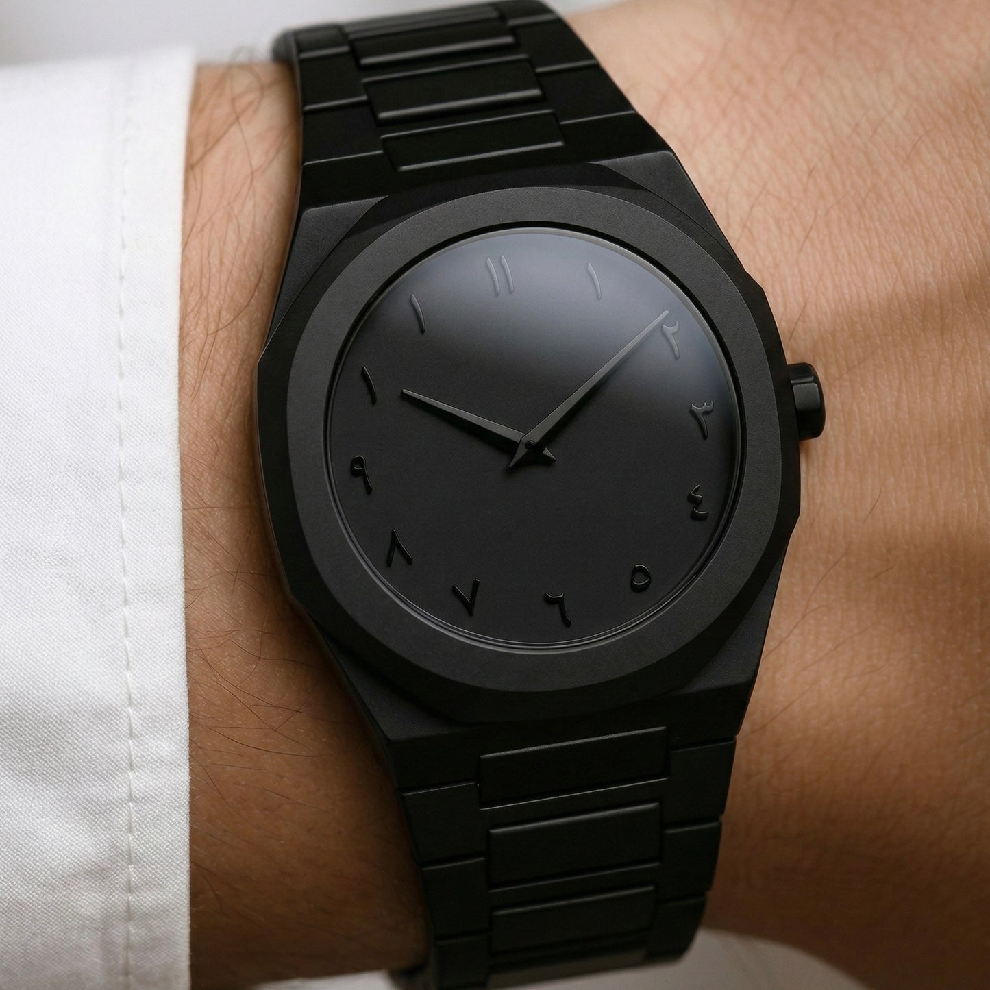 FIXIFY Men’s Black Matte Arabic Numerals Quartz Watch – Waterproof Casual Timepiece