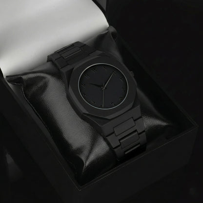 FIXIFY Men’s Black Matte Arabic Numerals Quartz Watch – Waterproof Casual Timepiece